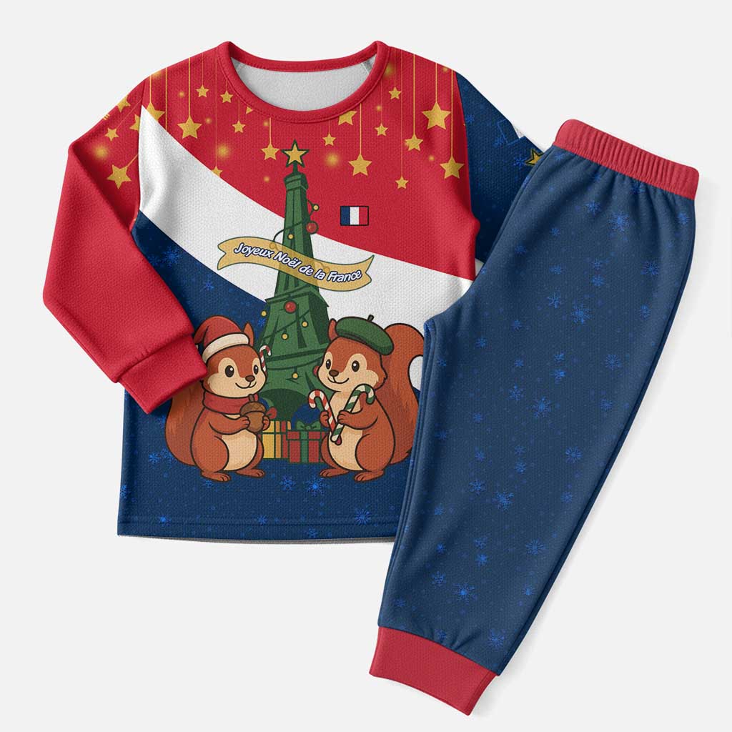 France Christmas Pajama Set with Eiffel Tower Chipmunks Candy Canes and Starry Night Design - Wonder Print Shop