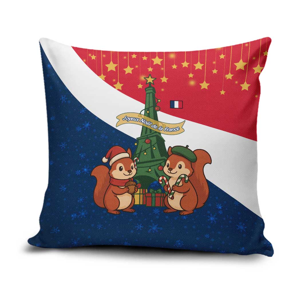 France Christmas Pillow Cover with Eiffel Tower Chipmunks Candy Canes and Starry Night Design - Wonder Print Shop