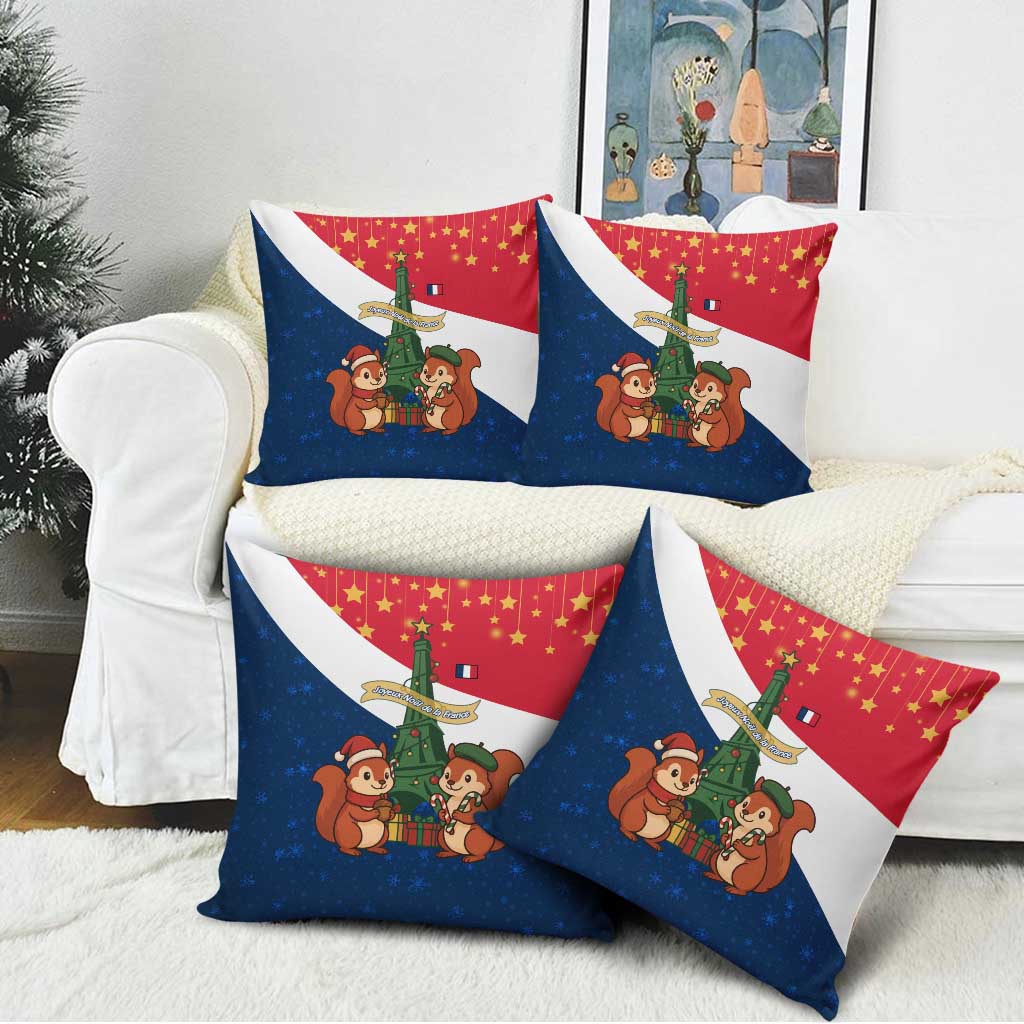 France Christmas Pillow Cover with Eiffel Tower Chipmunks Candy Canes and Starry Night Design - Wonder Print Shop
