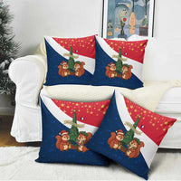 France Christmas Pillow Cover with Eiffel Tower Chipmunks Candy Canes and Starry Night Design - Wonder Print Shop