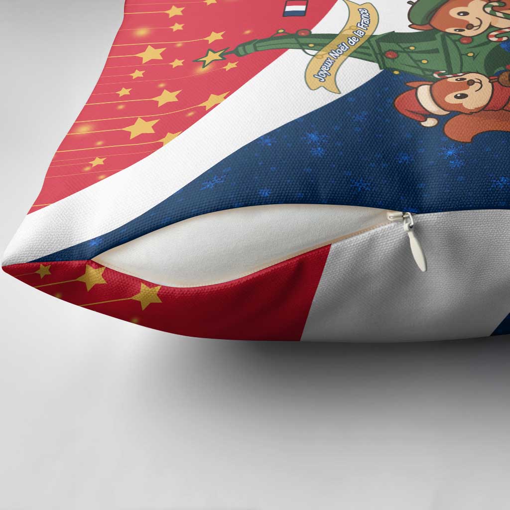 France Christmas Pillow Cover with Eiffel Tower Chipmunks Candy Canes and Starry Night Design - Wonder Print Shop