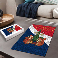 France Christmas Puzzle with Eiffel Tower Chipmunks Candy Canes and Starry Night Design - Wonder Print Shop