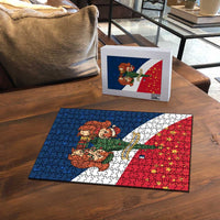 France Christmas Puzzle with Eiffel Tower Chipmunks Candy Canes and Starry Night Design - Wonder Print Shop