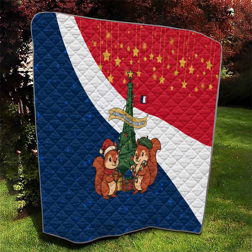 France Christmas Quilt with Eiffel Tower Chipmunks Candy Canes and Starry Night Design - Wonder Print Shop