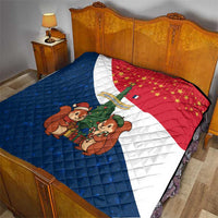 France Christmas Quilt with Eiffel Tower Chipmunks Candy Canes and Starry Night Design - Wonder Print Shop