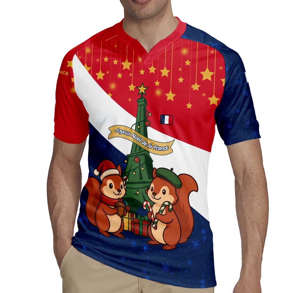 France Christmas Rugby Jersey with Eiffel Tower Chipmunks Candy Canes and Starry Night Design - Wonder Print Shop
