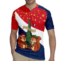 France Christmas Rugby Jersey with Eiffel Tower Chipmunks Candy Canes and Starry Night Design - Wonder Print Shop