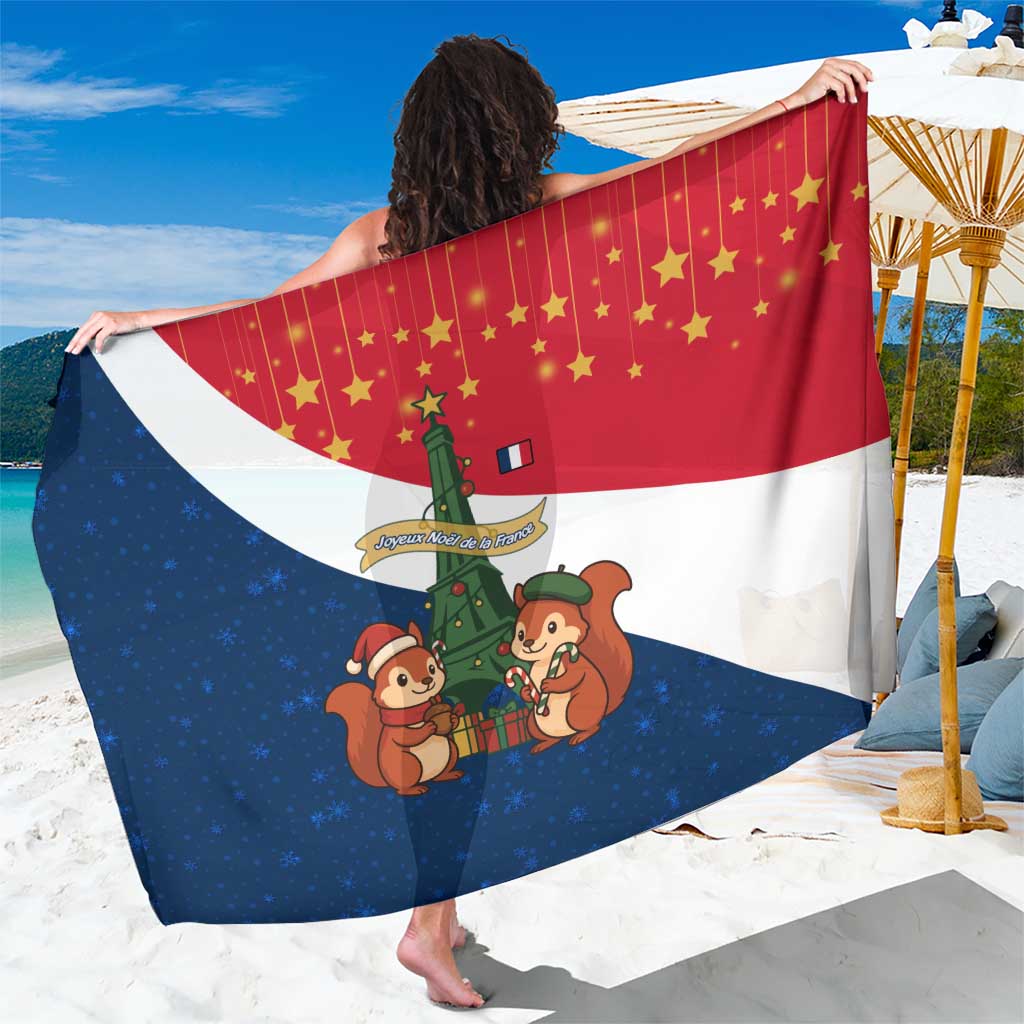 France Christmas Sarong with Eiffel Tower Chipmunks Candy Canes and Starry Night Design - Wonder Print Shop
