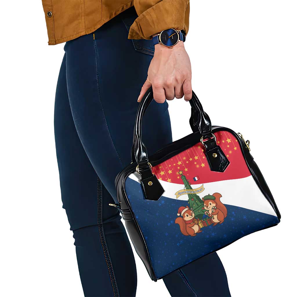 France Christmas Shoulder Handbag with Eiffel Tower Chipmunks Candy Canes and Starry Night Design - Wonder Print Shop