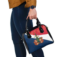 France Christmas Shoulder Handbag with Eiffel Tower Chipmunks Candy Canes and Starry Night Design - Wonder Print Shop