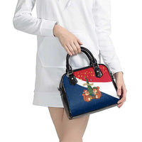 France Christmas Shoulder Handbag with Eiffel Tower Chipmunks Candy Canes and Starry Night Design - Wonder Print Shop