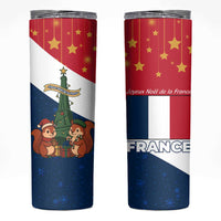 France Christmas Skinny Tumbler with Eiffel Tower Chipmunks Candy Canes and Starry Night Design - Wonder Print Shop
