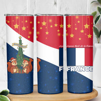 France Christmas Skinny Tumbler with Eiffel Tower Chipmunks Candy Canes and Starry Night Design - Wonder Print Shop