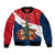France Christmas Sleeve Zip Bomber Jacket with Eiffel Tower Chipmunks Candy Canes and Starry Night Design - Wonder Print Shop