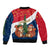 France Christmas Sleeve Zip Bomber Jacket with Eiffel Tower Chipmunks Candy Canes and Starry Night Design - Wonder Print Shop