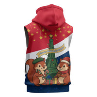 France Christmas Sleeveless Zip Hoodie with Eiffel Tower Chipmunks Candy Canes and Starry Night Design - Wonder Print Shop