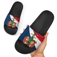 France Christmas Slide Sandals with Eiffel Tower Chipmunks Candy Canes and Starry Night Design - Wonder Print Shop