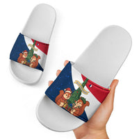 France Christmas Slide Sandals with Eiffel Tower Chipmunks Candy Canes and Starry Night Design - Wonder Print Shop