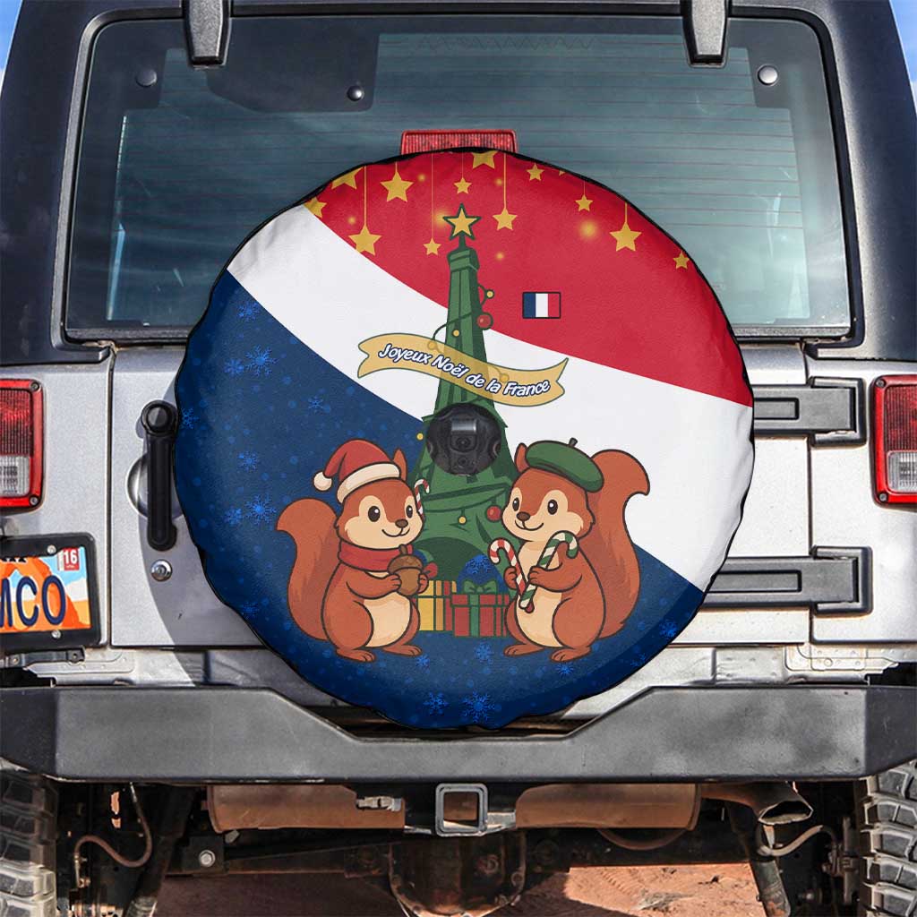 France Christmas Spare Tire Cover with Eiffel Tower Chipmunks Candy Canes and Starry Night Design - Wonder Print Shop