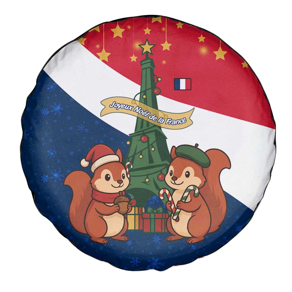 France Christmas Spare Tire Cover with Eiffel Tower Chipmunks Candy Canes and Starry Night Design - Wonder Print Shop