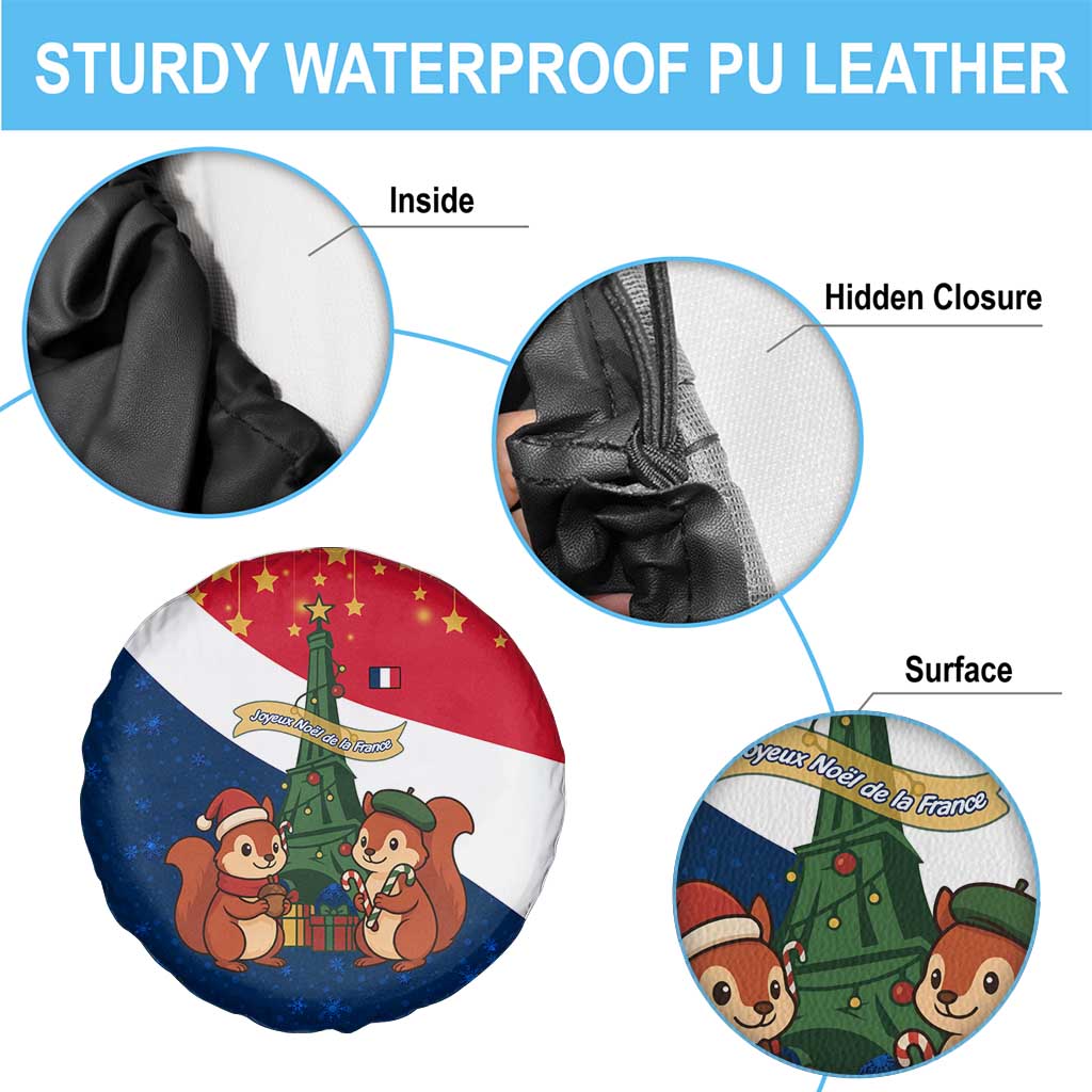 France Christmas Spare Tire Cover with Eiffel Tower Chipmunks Candy Canes and Starry Night Design - Wonder Print Shop