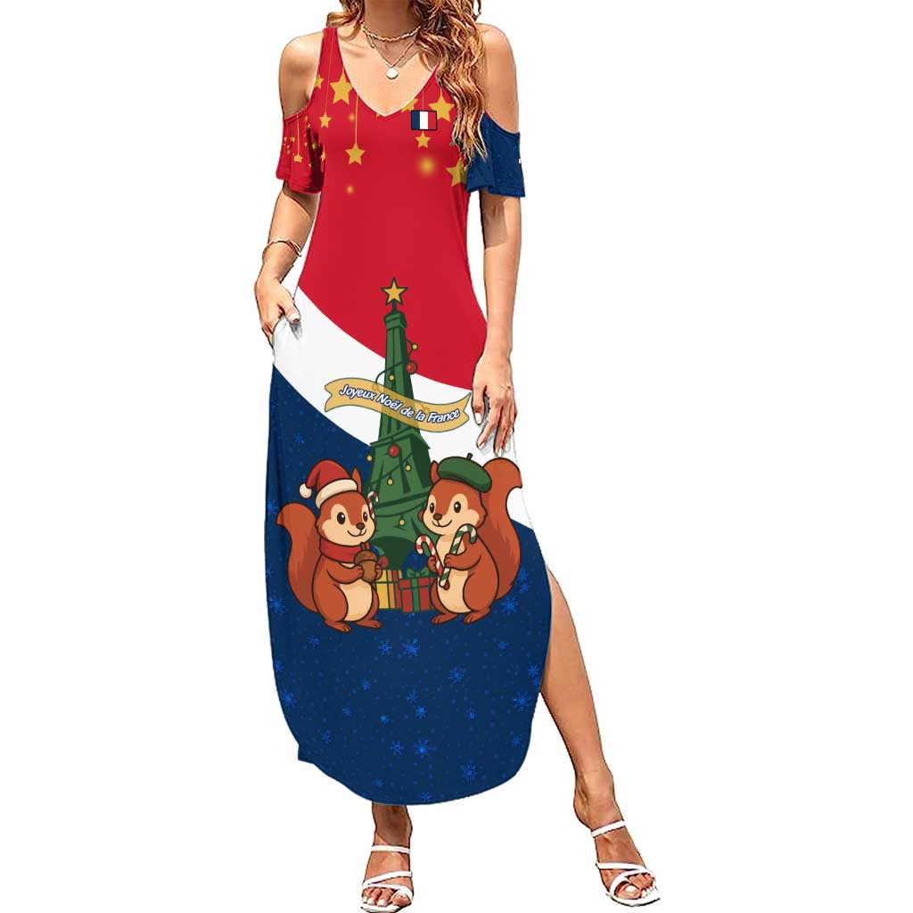 France Christmas Summer Maxi Dress with Eiffel Tower Chipmunks Candy Canes and Starry Night Design - Wonder Print Shop