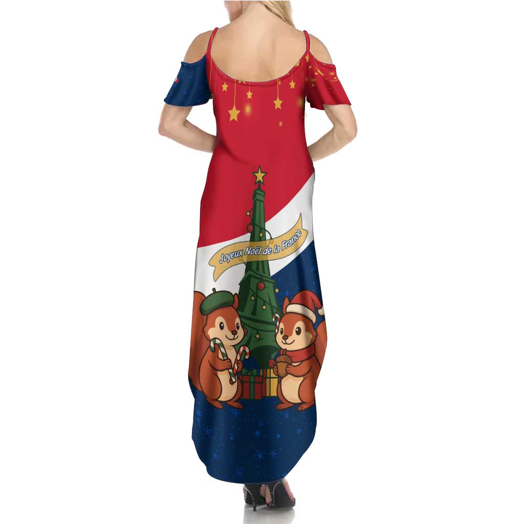France Christmas Summer Maxi Dress with Eiffel Tower Chipmunks Candy Canes and Starry Night Design - Wonder Print Shop