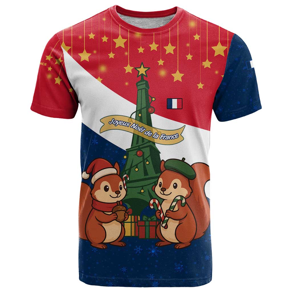 France Christmas T Shirt with Eiffel Tower Chipmunks Candy Canes and Starry Night Design - Wonder Print Shop