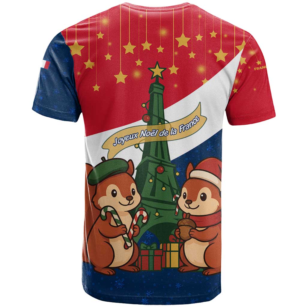 France Christmas T Shirt with Eiffel Tower Chipmunks Candy Canes and Starry Night Design - Wonder Print Shop