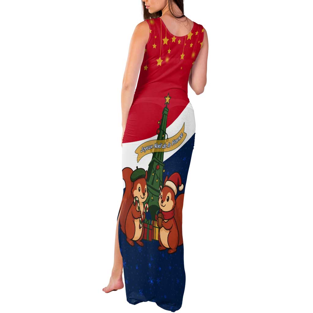 France Christmas Tank Maxi Dress with Eiffel Tower Chipmunks Candy Canes and Starry Night Design - Wonder Print Shop