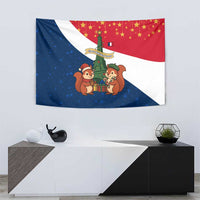 France Christmas Tapestry with Eiffel Tower Chipmunks Candy Canes and Starry Night Design - Wonder Print Shop