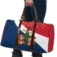 France Christmas Travel Bag with Eiffel Tower Chipmunks Candy Canes and Starry Night Design - Wonder Print Shop