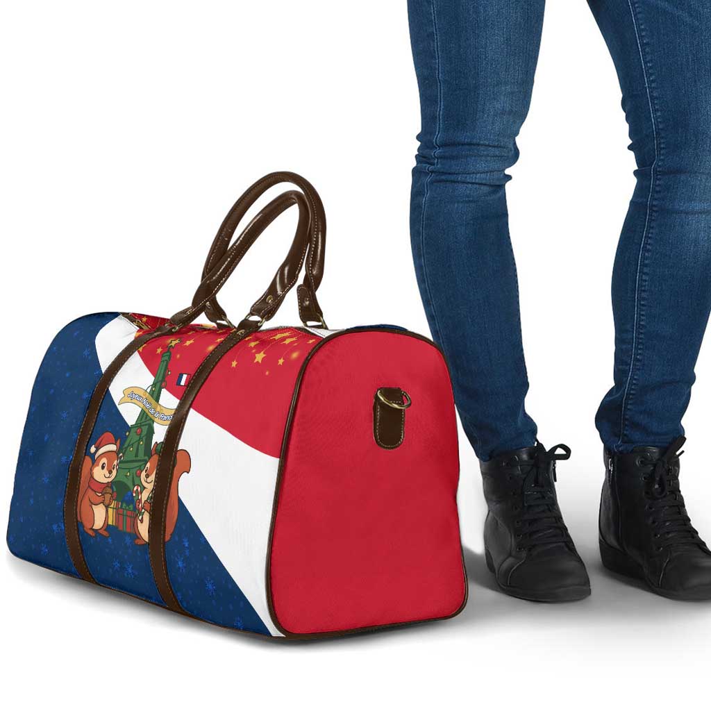 France Christmas Travel Bag with Eiffel Tower Chipmunks Candy Canes and Starry Night Design - Wonder Print Shop