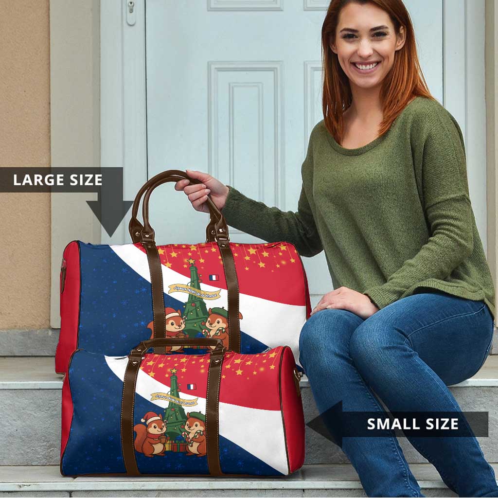 France Christmas Travel Bag with Eiffel Tower Chipmunks Candy Canes and Starry Night Design - Wonder Print Shop