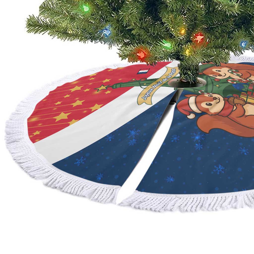 France Christmas Tree Skirt with Eiffel Tower Chipmunks Candy Canes and Starry Night Design - Wonder Print Shop