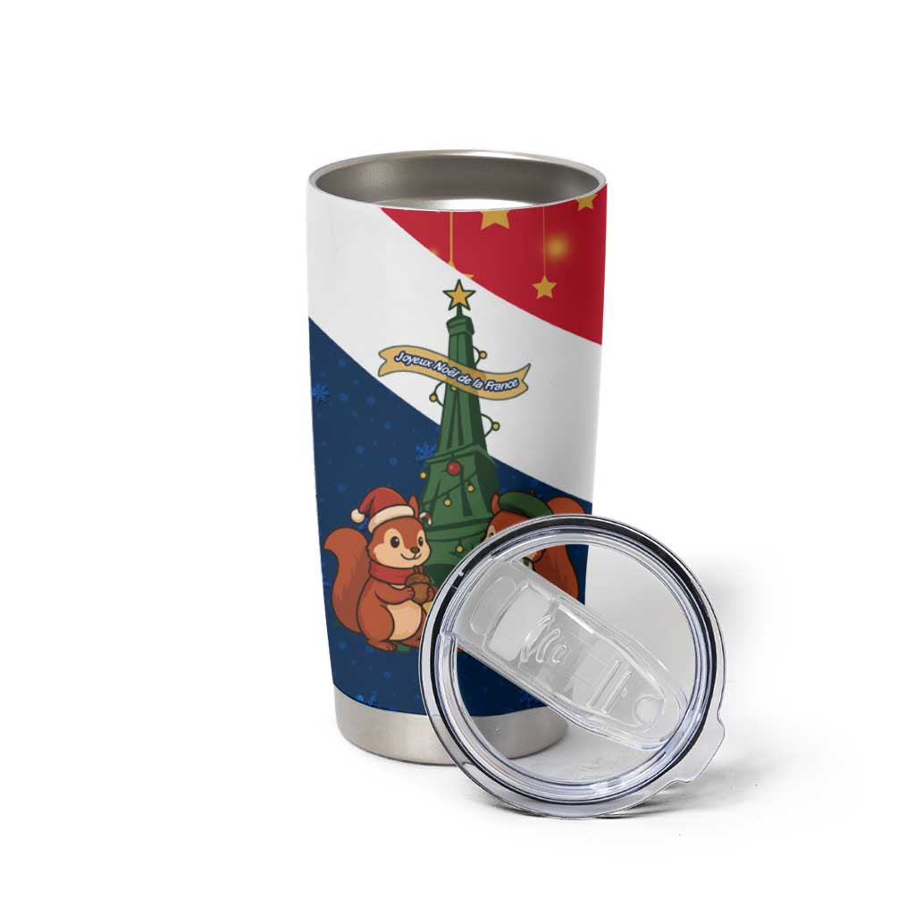 France Christmas Tumbler Cup with Eiffel Tower Chipmunks Candy Canes and Starry Night Design - Wonder Print Shop
