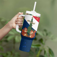 France Christmas Tumbler With Handle with Eiffel Tower Chipmunks Candy Canes and Starry Night Design - Wonder Print Shop