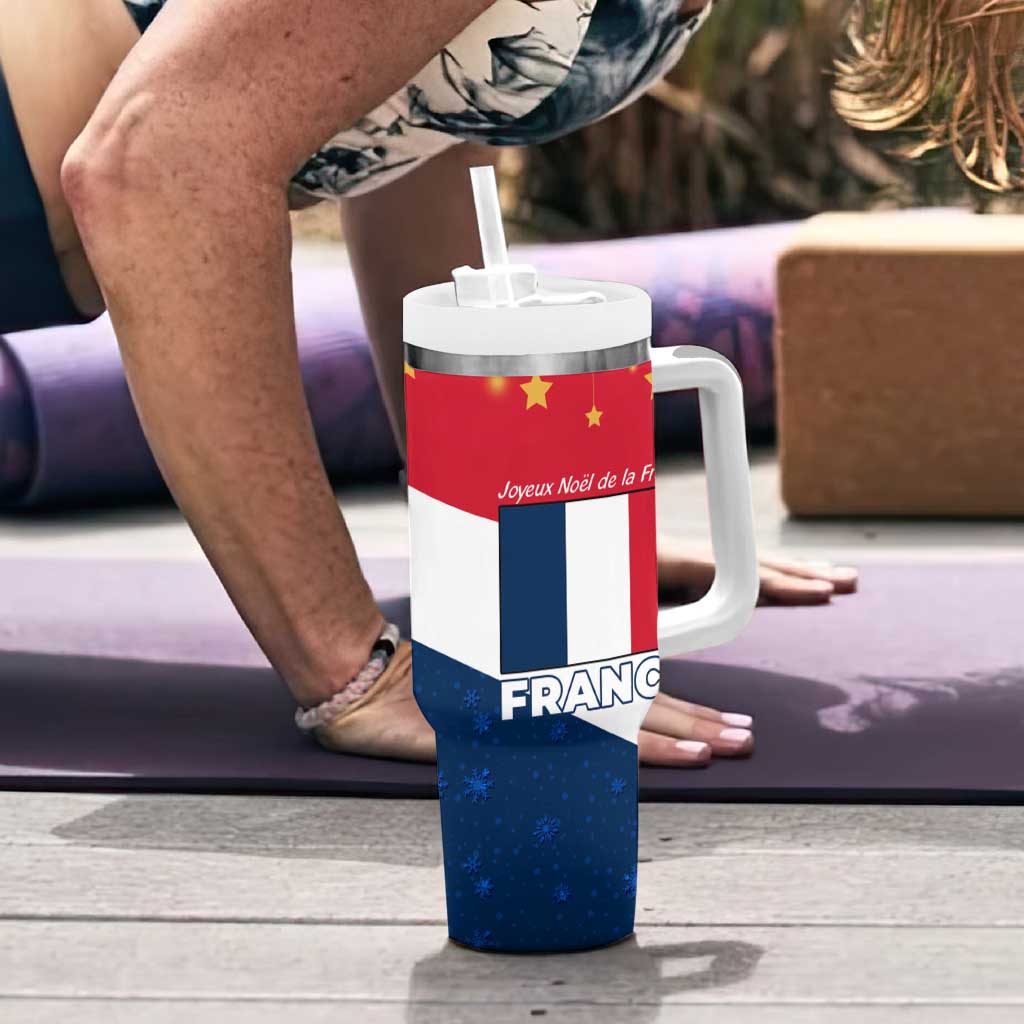 France Christmas Tumbler With Handle with Eiffel Tower Chipmunks Candy Canes and Starry Night Design - Wonder Print Shop