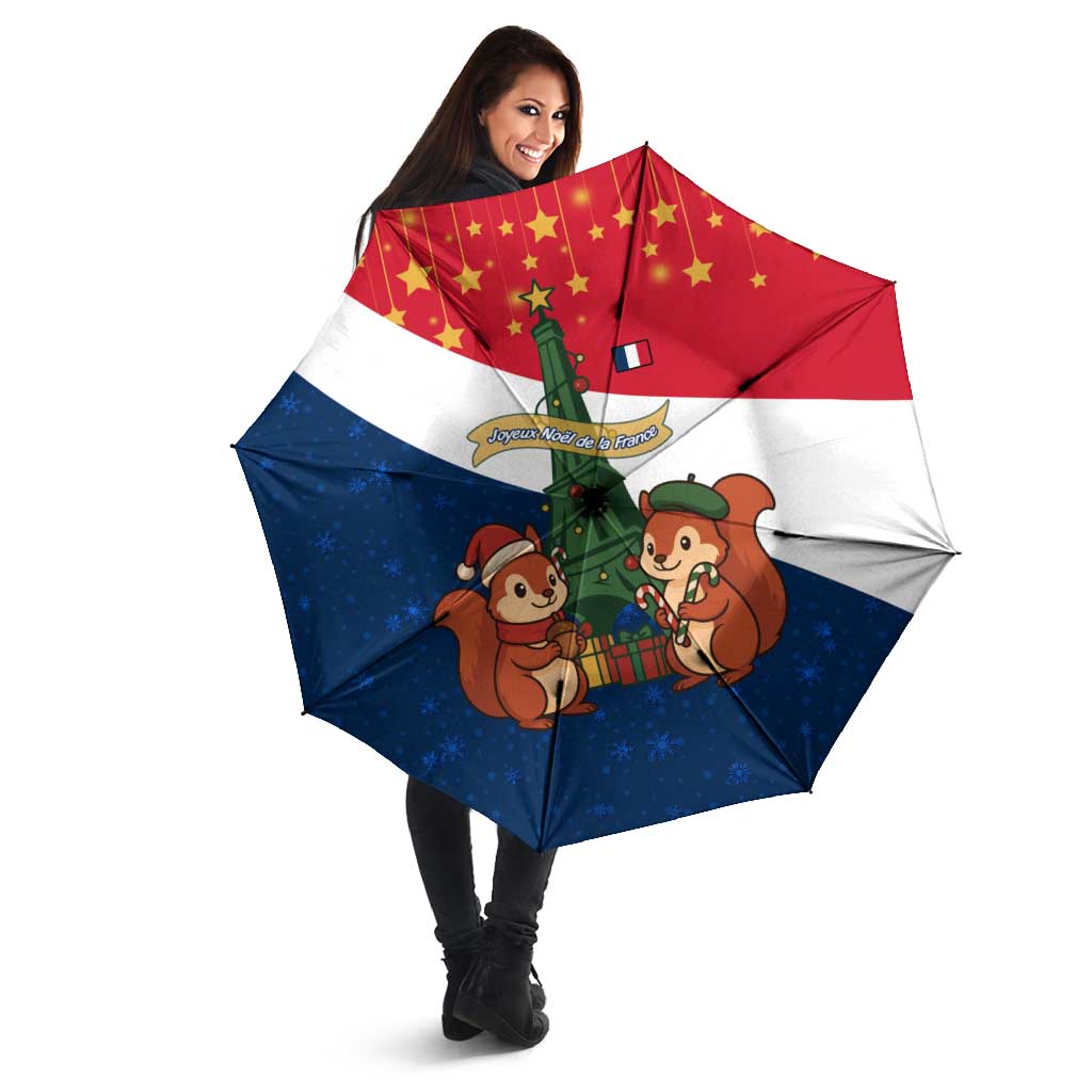 France Christmas Umbrella with Eiffel Tower Chipmunks Candy Canes and Starry Night Design - Wonder Print Shop