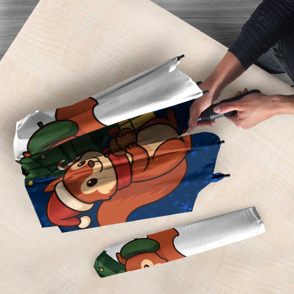 France Christmas Umbrella with Eiffel Tower Chipmunks Candy Canes and Starry Night Design - Wonder Print Shop