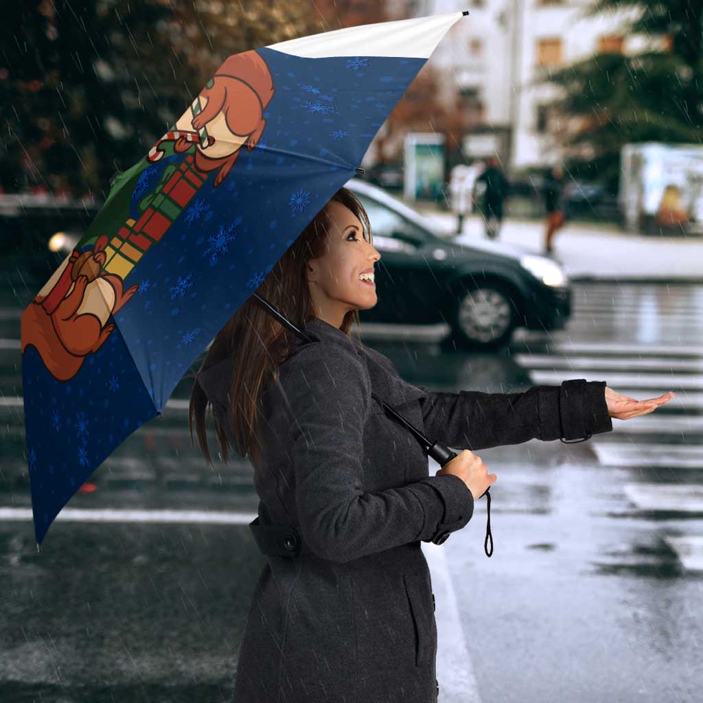 France Christmas Umbrella with Eiffel Tower Chipmunks Candy Canes and Starry Night Design - Wonder Print Shop