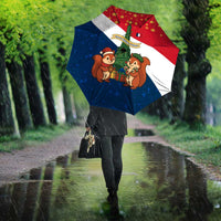 France Christmas Umbrella with Eiffel Tower Chipmunks Candy Canes and Starry Night Design - Wonder Print Shop