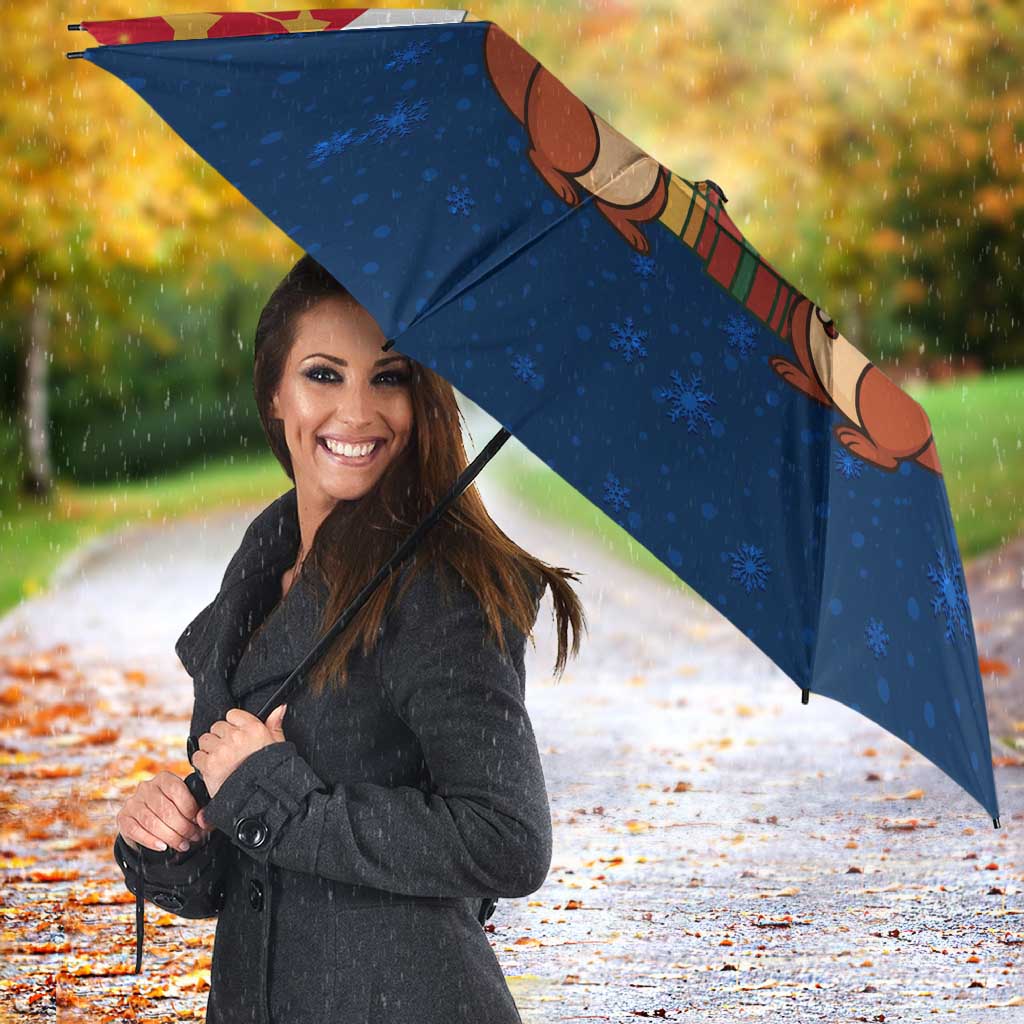 France Christmas Umbrella with Eiffel Tower Chipmunks Candy Canes and Starry Night Design - Wonder Print Shop