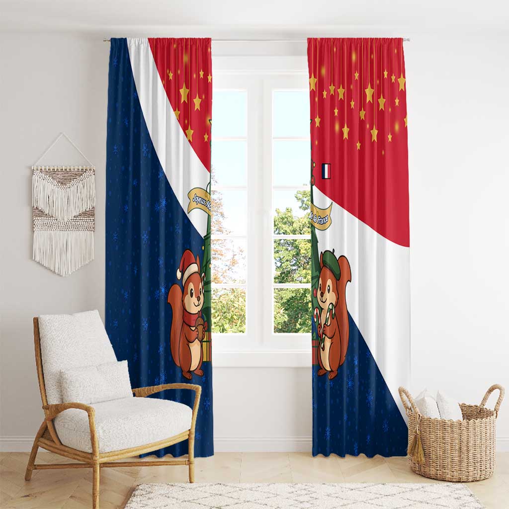 France Christmas Window Curtain with Eiffel Tower Chipmunks Candy Canes and Starry Night Design - Wonder Print Shop