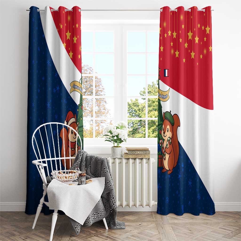 France Christmas Window Curtain with Eiffel Tower Chipmunks Candy Canes and Starry Night Design - Wonder Print Shop