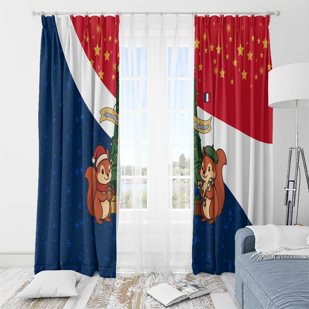 France Christmas Window Curtain with Eiffel Tower Chipmunks Candy Canes and Starry Night Design - Wonder Print Shop
