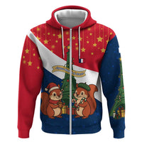France Christmas Zip Hoodie with Eiffel Tower Chipmunks Candy Canes and Starry Night Design - Wonder Print Shop