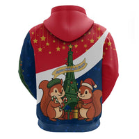 France Christmas Zip Hoodie with Eiffel Tower Chipmunks Candy Canes and Starry Night Design - Wonder Print Shop