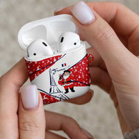 France Christmas AirPods Case with Santa Wine Glass Eiffel Tower and Holiday Icons Design - Wonder Print Shop
