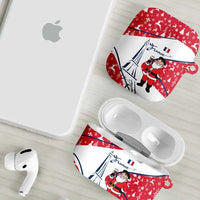 France Christmas AirPods Case with Santa Wine Glass Eiffel Tower and Holiday Icons Design - Wonder Print Shop